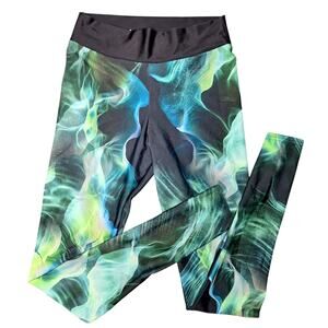 Badinka Neon plasma swirl psychedelic high waist leggings rave festival trippy M
